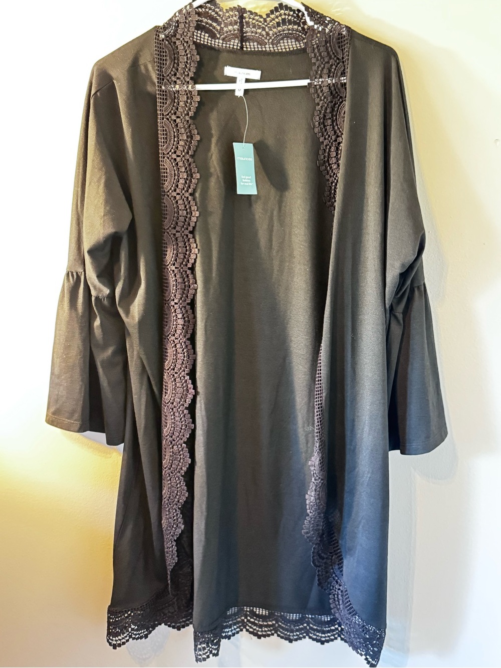 Women’s Black Lace-Trim Cardigan - Elegant Layering by Maurices